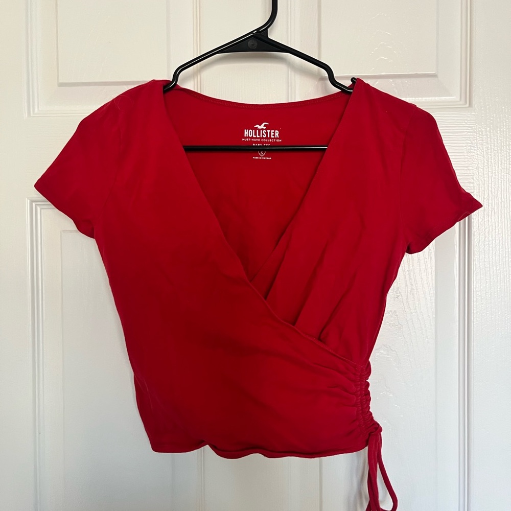 Hollister Red Wrap Crop Top
